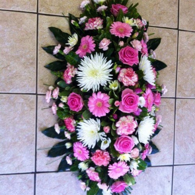 Pink & White Coffin Spray - 