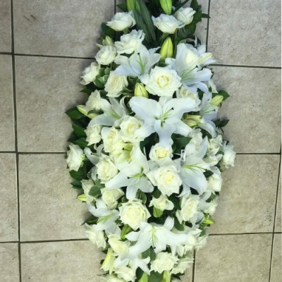 White Lily & Rose Coffin Spray - 