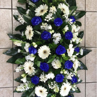 Blue & White Coffin Spray - 