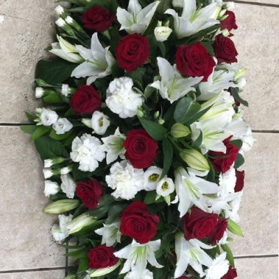 Red & White Coffin Spray - 