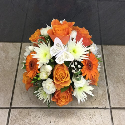 Orange Saucer Posy - 