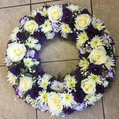 Purple & White Loose Wreath - 