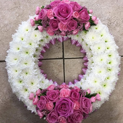 Pink & White Based Wreath - 