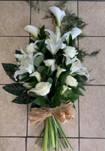 White lilly and rose tied sheaf - 