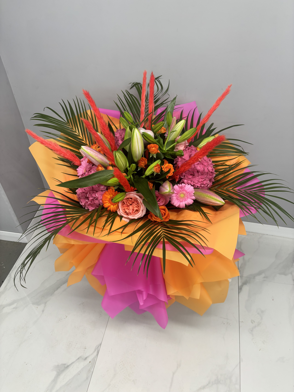 Orange and Pink Skirt Bouquet