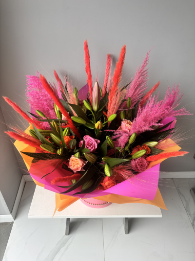 Vibrant Lillie’s, roses & pampas - Vibrant Lillie’s, roses & pampas